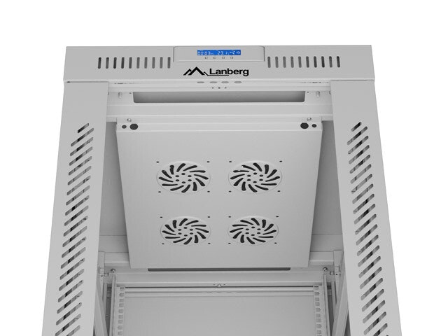 RACKSKÅP 19" FRISTÅENDE 42U/600X800 (FLAT PACK) MED GLASDÖRR LCD GRÅ LANBERG V2