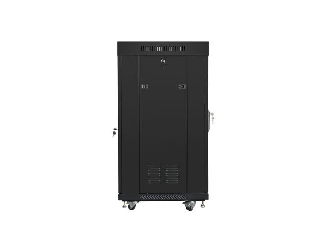 RACKSKÅP 19" FRISTÅENDE 22U/600X600 (FLAT PACK) MED GLASDÖRR LCD SVART LANBERG V2