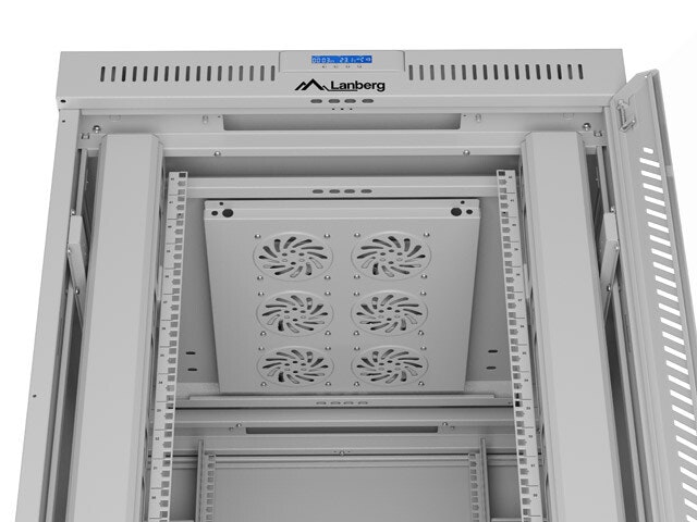 RACKSKÅP 19" FRISTÅENDE 42U/800X1000 (FLAT PACK) MED GLASDÖRR LCD GRÅ LANBERG V2