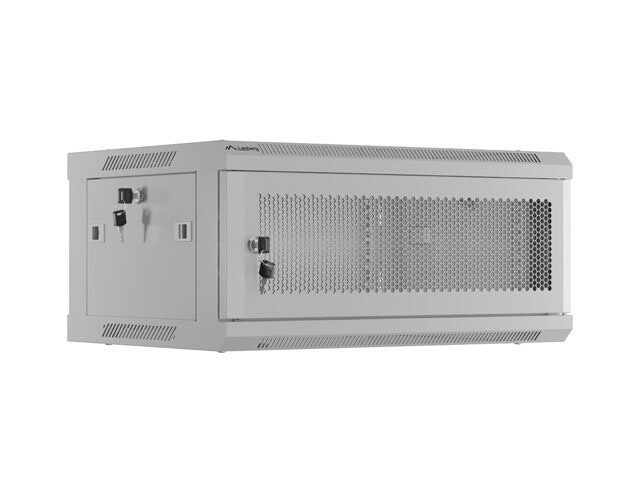 INSTALLATIONSRACK 19" 4U 600X450 GRÅ PERFORERAD DÖRR LANBERG (FLAT PACK)