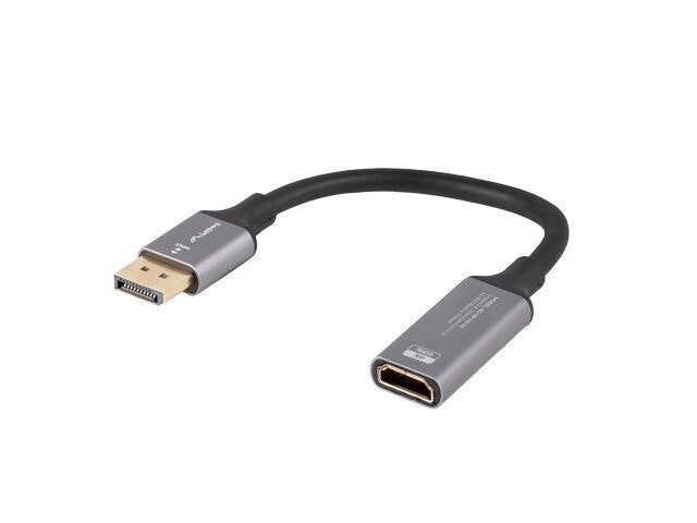 undefinedDISPLAYPORT(M)->HDMI(F) ADAPTER 4K PÅ KABEL 20CM SILVER LANBERGundefined