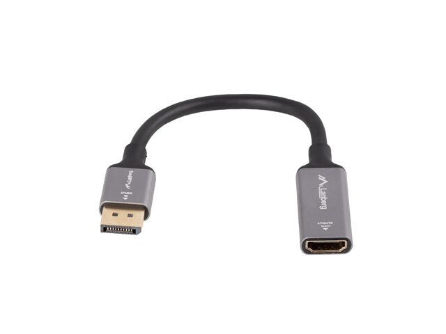 undefinedDISPLAYPORT(M)->HDMI(F) ADAPTER 4K PÅ KABEL 20CM SILVER LANBERGundefined