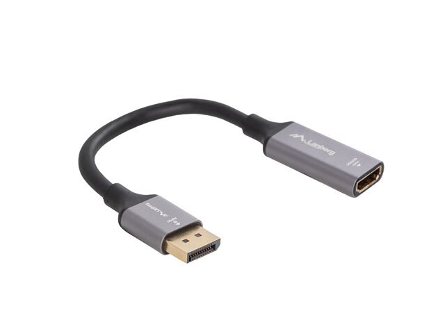 undefinedDISPLAYPORT(M)->HDMI(F) ADAPTER 4K PÅ KABEL 20CM SILVER LANBERGundefined