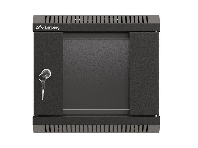 RACKSKÅP 10" VÄGGMONTERAT 4U/300X300 (FLAT PACK) MED GLASDÖRR SVART LANBERG