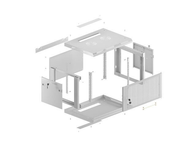 INSTALLATIONSRACK 19" 6U 600X450 GRÅ PERFORERAD DÖRR LANBERG (FLAT PACK)