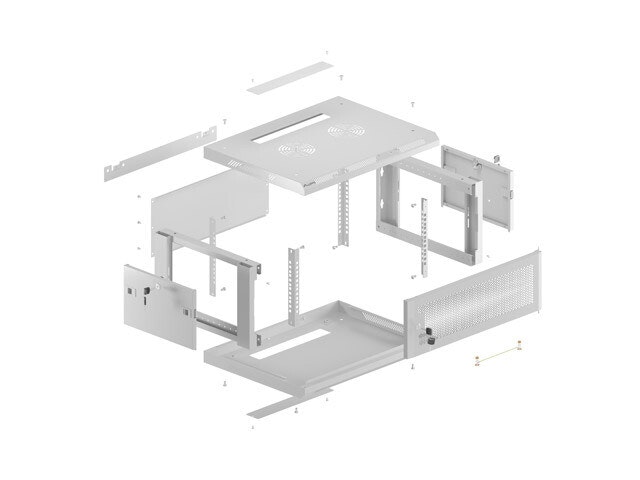 INSTALLATIONSRACK 19" 4U 600X450 GRÅ PERFORERAD DÖRR LANBERG (FLAT PACK)