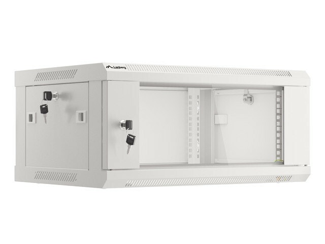 RACKSKÅP 19" VÄGGMONTERAT 4U/600X450 (FLAT PACK) V2 GRÅ LANBERG