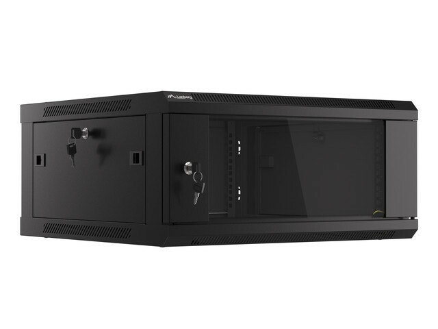 RACKSKÅP 19" VÄGGMONTERAT 4U/600X600 (FLAT PACK) V2 SVART LANBERG