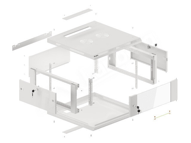 RACKSKÅP 19" VÄGGMONTERAT 4U/600X600 (FLAT PACK) V2 GRÅ LANBERG