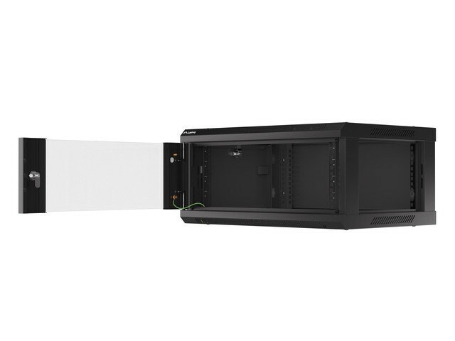 RACKSKÅP 19" VÄGGMONTERAT 4U/600X450 (FLAT PACK) MED GLASDÖRR SVART LANBERG V2