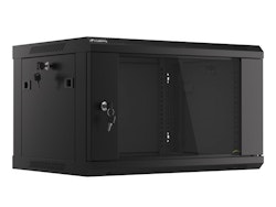 RACKSKÅP 19" VÄGGMONTERAT 6U/600X450 (FLAT PACK) MED GLASDÖRR SVART LANBERG V2