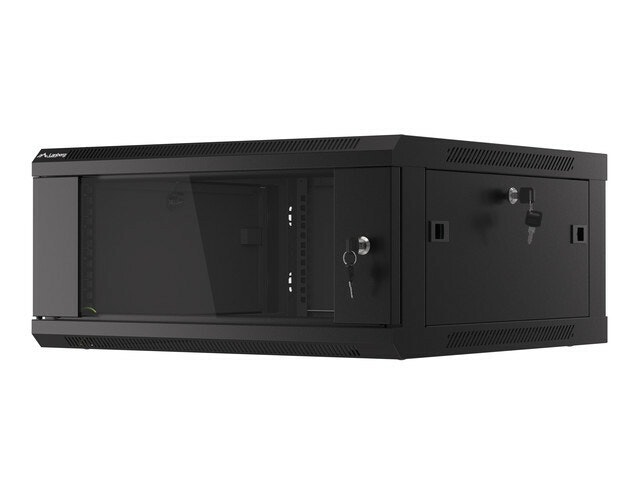 RACKSKÅP 19" VÄGGMONTERAT 4U/600X600 (FLAT PACK) V2 SVART LANBERG