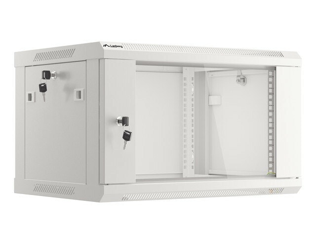 RACKSKÅP 19" VÄGGMONTERAT 6U/600X450 (FLAT PACK) V2 GRÅ LANBERG