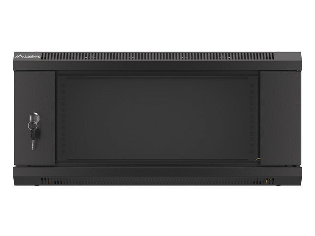 RACKSKÅP 19" VÄGGMONTERAT 4U/600X450 (FLAT PACK) MED GLASDÖRR SVART LANBERG V2