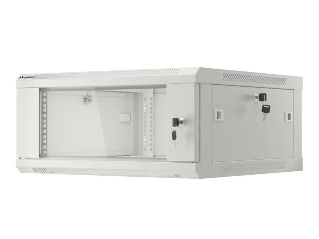 RACKSKÅP 19" VÄGGMONTERAT 4U/600X600 (FLAT PACK) V2 GRÅ LANBERG