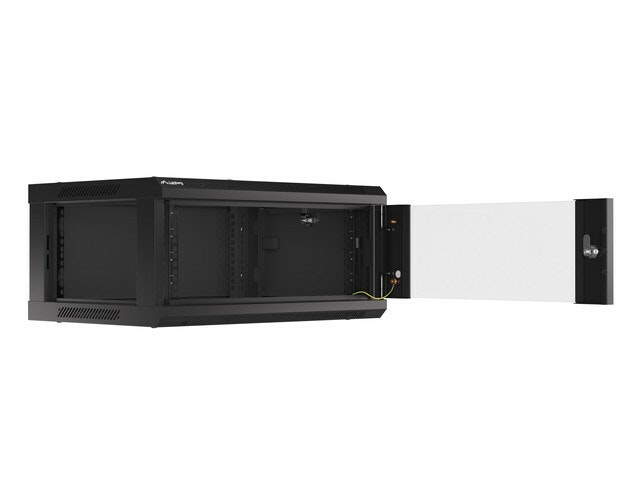 RACKSKÅP 19" VÄGGMONTERAT 4U/600X450 (FLAT PACK) MED GLASDÖRR SVART LANBERG V2