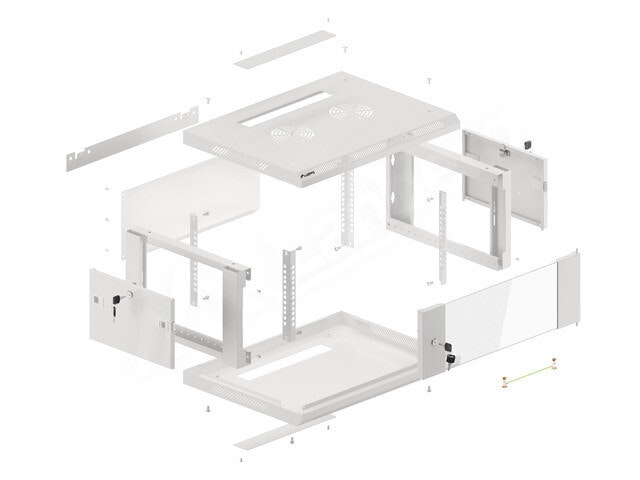 RACKSKÅP 19" VÄGGMONTERAT 4U/600X450 (FLAT PACK) V2 GRÅ LANBERG
