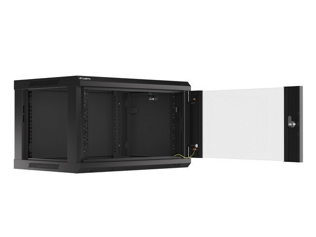 RACKSKÅP 19" VÄGGMONTERAT 6U/600X450 (FLAT PACK) MED GLASDÖRR SVART LANBERG V2