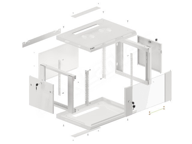 RACKSKÅP 19" VÄGGMONTERAT 6U/600X450 (FLAT PACK) V2 GRÅ LANBERG