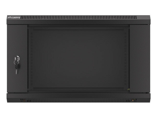 RACKSKÅP 19" VÄGGMONTERAT 6U/600X450 (FLAT PACK) MED GLASDÖRR SVART LANBERG V2