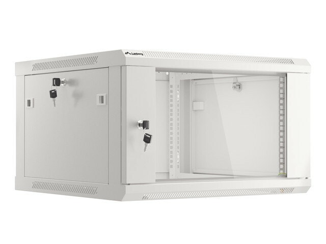 RACKSKÅP 19" VÄGGMONTERAT 6U/600X600 (FLAT PACK) MED GLASDÖRR GRÅ LANBERG V2