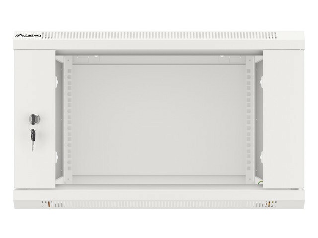 RACKSKÅP 19" VÄGGMONTERAT 6U/600X600 (FLAT PACK) MED GLASDÖRR GRÅ LANBERG V2