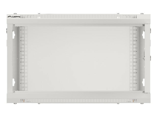 RACKSKÅP 19" VÄGGMONTERAT 6U/600X600 (FLAT PACK) MED GLASDÖRR GRÅ LANBERG V2