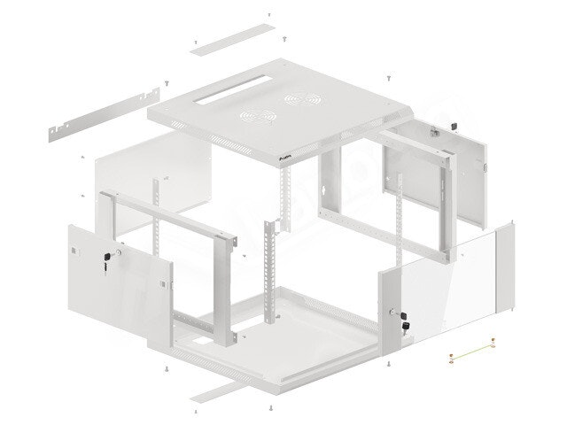 RACKSKÅP 19" VÄGGMONTERAT 6U/600X600 (FLAT PACK) MED GLASDÖRR GRÅ LANBERG V2