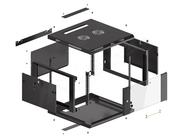 RACKSKÅP 19" VÄGGMONTERAT 6U/600X600 (FLAT PACK) SVART LANBERG V2