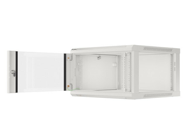RACKSKÅP 19" VÄGGMONTERAT 6U/600X600 (FLAT PACK) MED GLASDÖRR GRÅ LANBERG V2