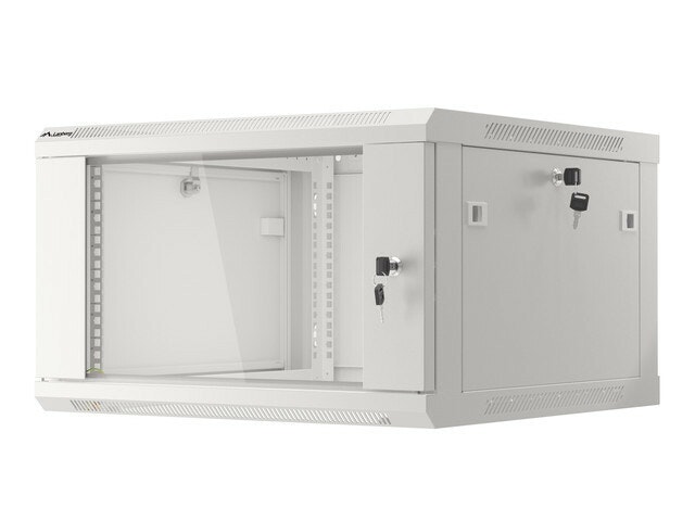 RACKSKÅP 19" VÄGGMONTERAT 6U/600X600 (FLAT PACK) MED GLASDÖRR GRÅ LANBERG V2