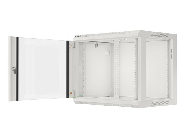 RACKSKÅP 19" VÄGGMONTERAT 9U/600X450 (FLAT PACK) MED GLASDÖRR GRÅ LANBERG V2
