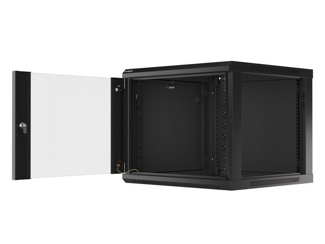 RACKSKÅP 19" VÄGGMONTERAT 9U/600X600 (FLAT PACK) V2 SVART LANBERG