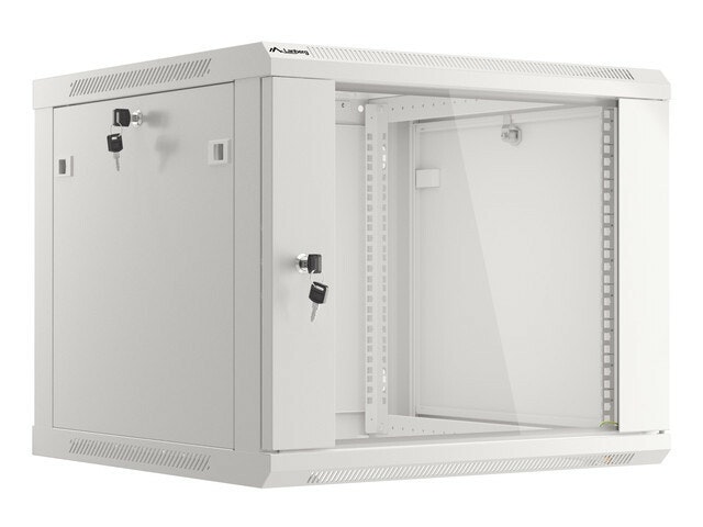 RACKSKÅP 19" VÄGGMONTERAT 9U/600X600 (FLAT PACK) V2 GRÅ LANBERG
