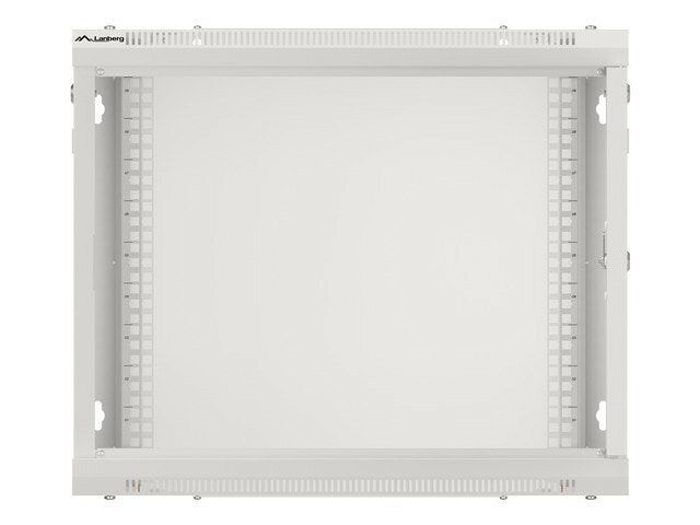 RACKSKÅP 19" VÄGGMONTERAT 9U/600X450 (FLAT PACK) MED GLASDÖRR GRÅ LANBERG V2