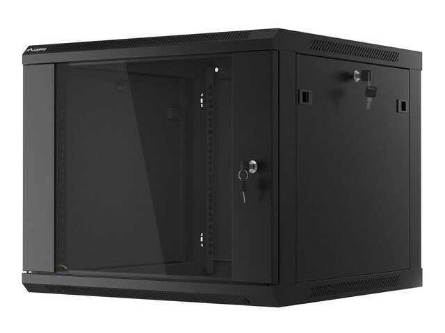RACKSKÅP 19" VÄGGMONTERAT 9U/600X600 (FLAT PACK) V2 SVART LANBERG