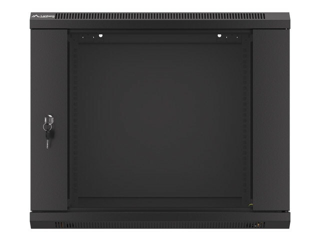 RACKSKÅP 19" VÄGGMONTERAT 9U/600X450 (FLAT PACK) V2 SVART LANBERG