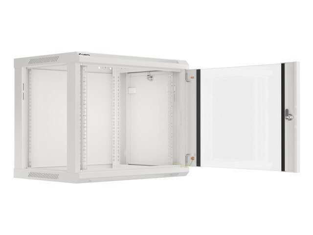 RACKSKÅP 19" VÄGGMONTERAT 9U/600X450 (FLAT PACK) MED GLASDÖRR GRÅ LANBERG V2