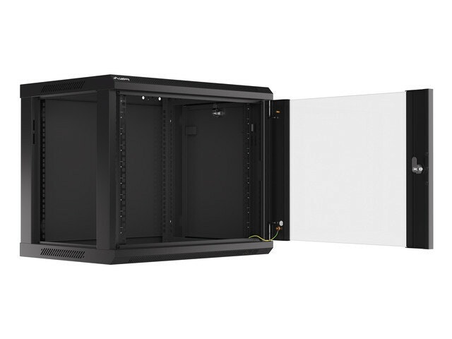 RACKSKÅP 19" VÄGGMONTERAT 9U/600X450 (FLAT PACK) V2 SVART LANBERG