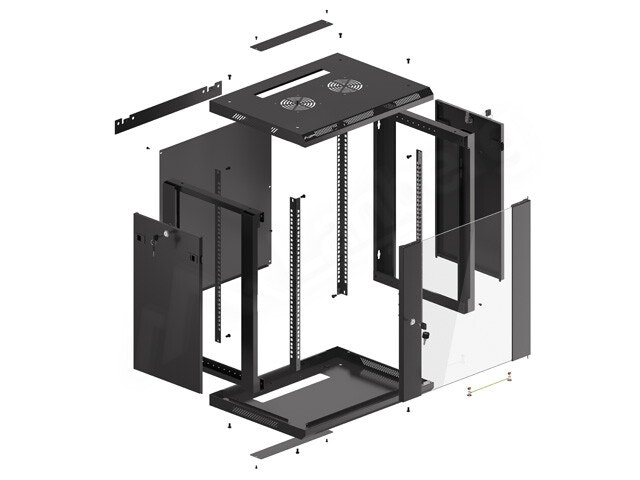 RACKSKÅP 19" VÄGGMONTERAT 12U/600X450 (FLAT PACK) SVART LANBERG V2