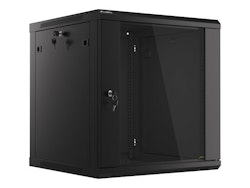 RACKSKÅP 19" VÄGGMONTERAT 12U/600X600 (FLAT PACK) MED GLASDÖRR SVART LANBERG V2