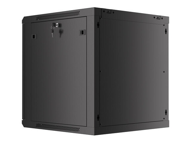 RACKSKÅP 19" VÄGGMONTERAT 12U/600X600 (FLAT PACK) MED GLASDÖRR SVART LANBERG V2