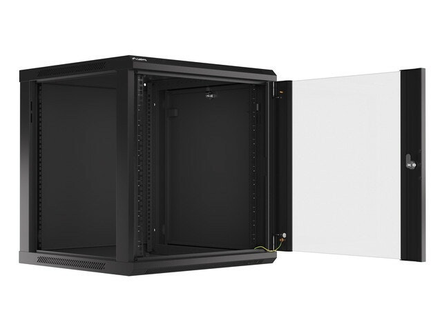 RACKSKÅP 19" VÄGGMONTERAT 12U/600X600 (FLAT PACK) MED GLASDÖRR SVART LANBERG V2