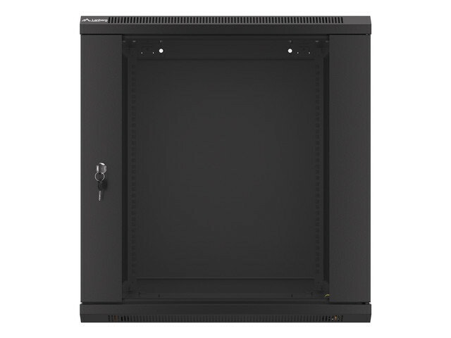 RACKSKÅP 19" VÄGGMONTERAT 12U/600X600 (FLAT PACK) MED GLASDÖRR SVART LANBERG V2