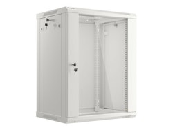 RACKSKÅP 19" VÄGGMONTERAT 15U/600X450 (FLAT PACK) MED GLASDÖRR GRÅ LANBERG V2