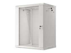 RACKSKÅP 19" VÄGGMONTERAT 15U/600X450 (FLAT PACK) MED GLASDÖRR GRÅ LANBERG V2
