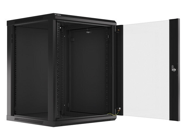 RACKSKÅP 19" VÄGGMONTERAT 15U/600X600 (FLAT PACK) MED GLASDÖRR SVART LANBERG V2