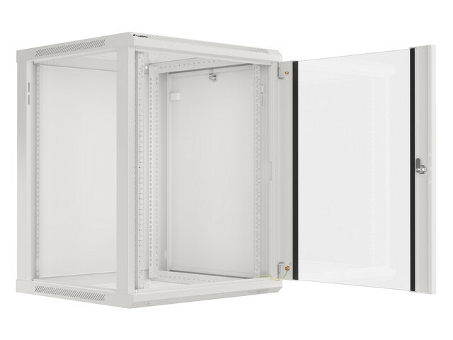 RACKSKÅP 19" VÄGGMONTERAT 15U/600X600 (FLAT PACK) MED GLASDÖRR GRÅ LANBERG V2