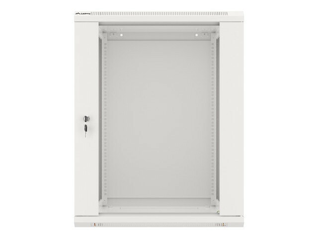 RACKSKÅP 19" VÄGGMONTERAT 15U/600X600 (FLAT PACK) MED GLASDÖRR GRÅ LANBERG V2