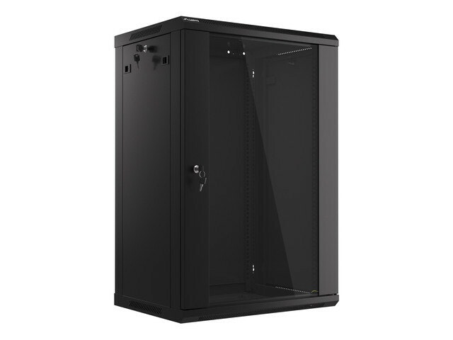 RACKSKÅP 19" VÄGGMONTERAT 18U/600X450 (FLAT PACK) MED GLASDÖRR SVART LANBERG V2